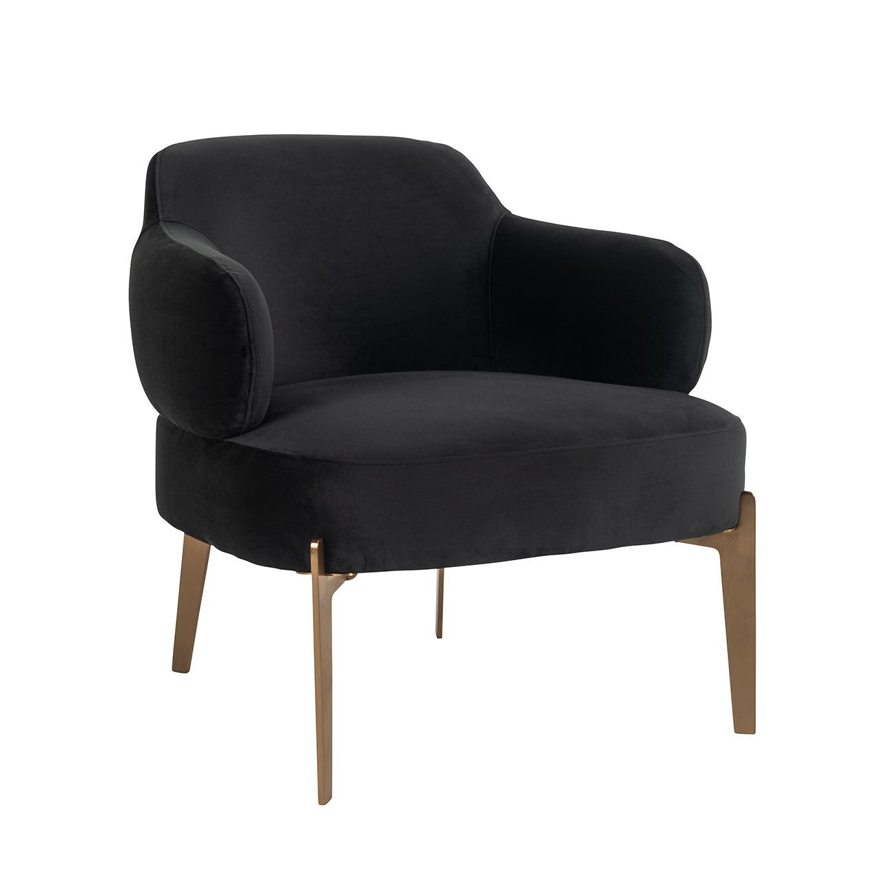 Venus Antraciet Velvet Armchair with Brushed Gold Legs by Richmond Interiors - Maison Rêves UK