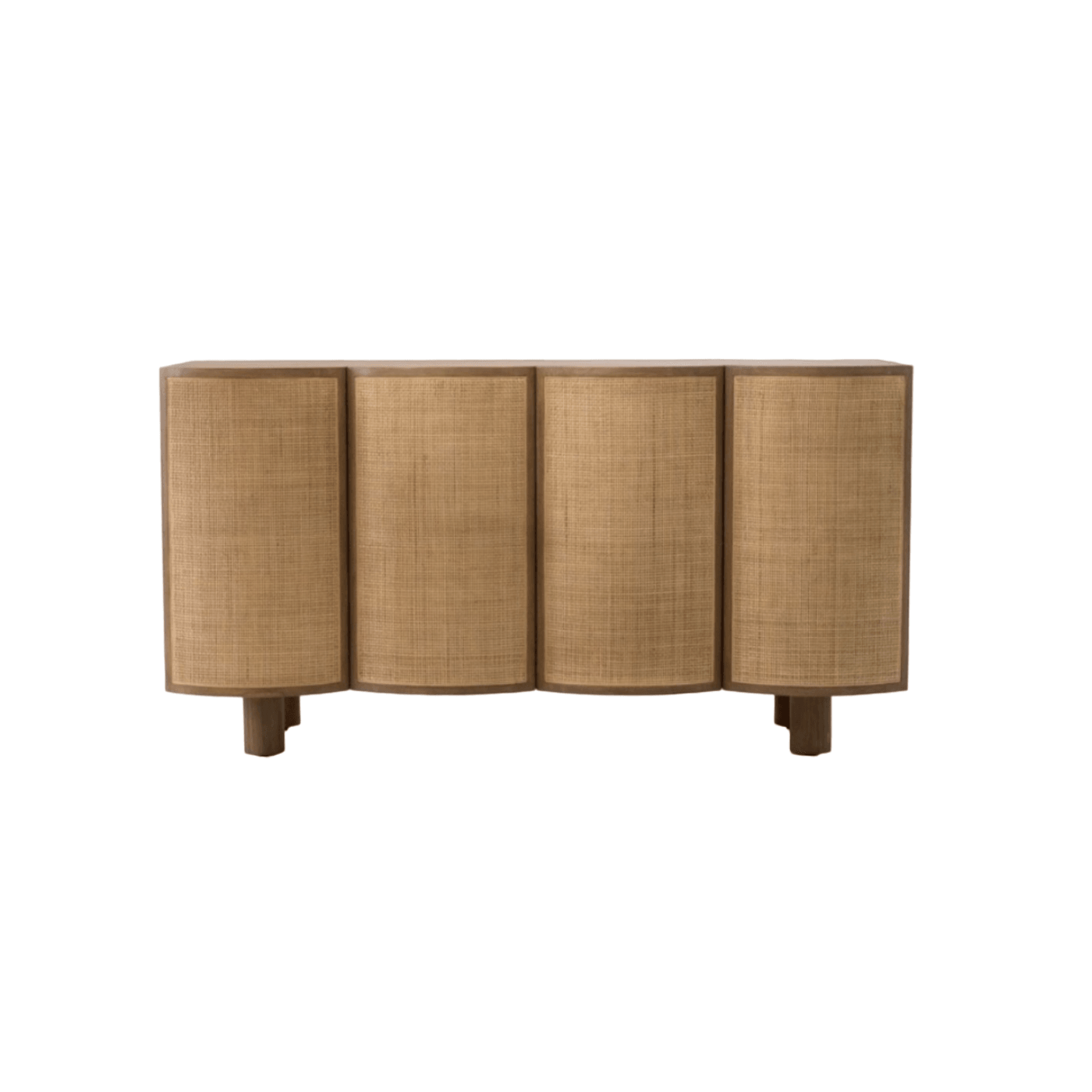 Verona Natural Wood Sideboard with Curved Rattan Doors - Maison Rêves UK