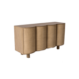 Verona Natural Wood Sideboard with Curved Rattan Doors - Maison Rêves UK