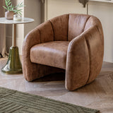 Vetta Tub Chair Antique Tan Leather - Maison Rêves UK