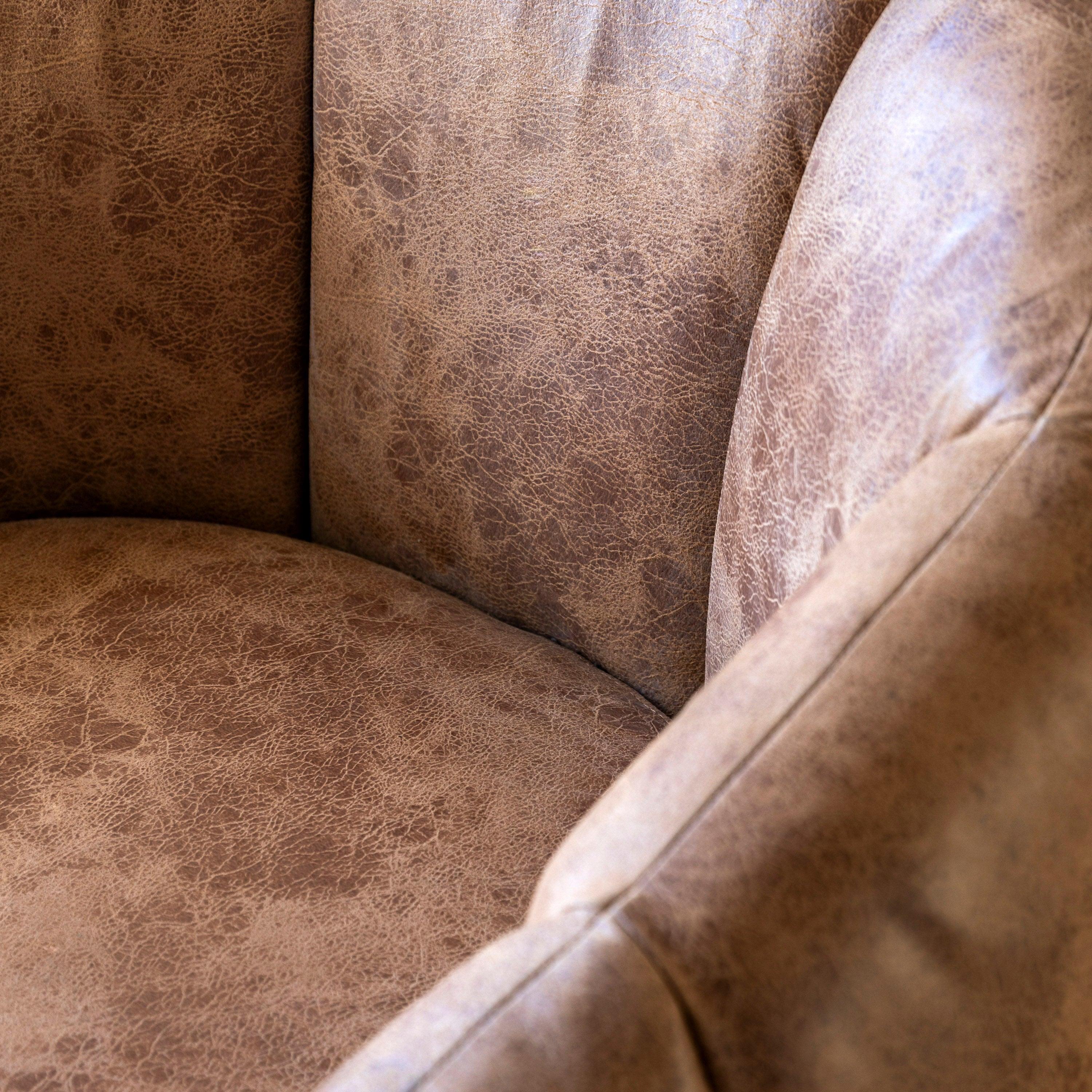 Vetta Tub Chair Antique Tan Leather - Maison Rêves UK