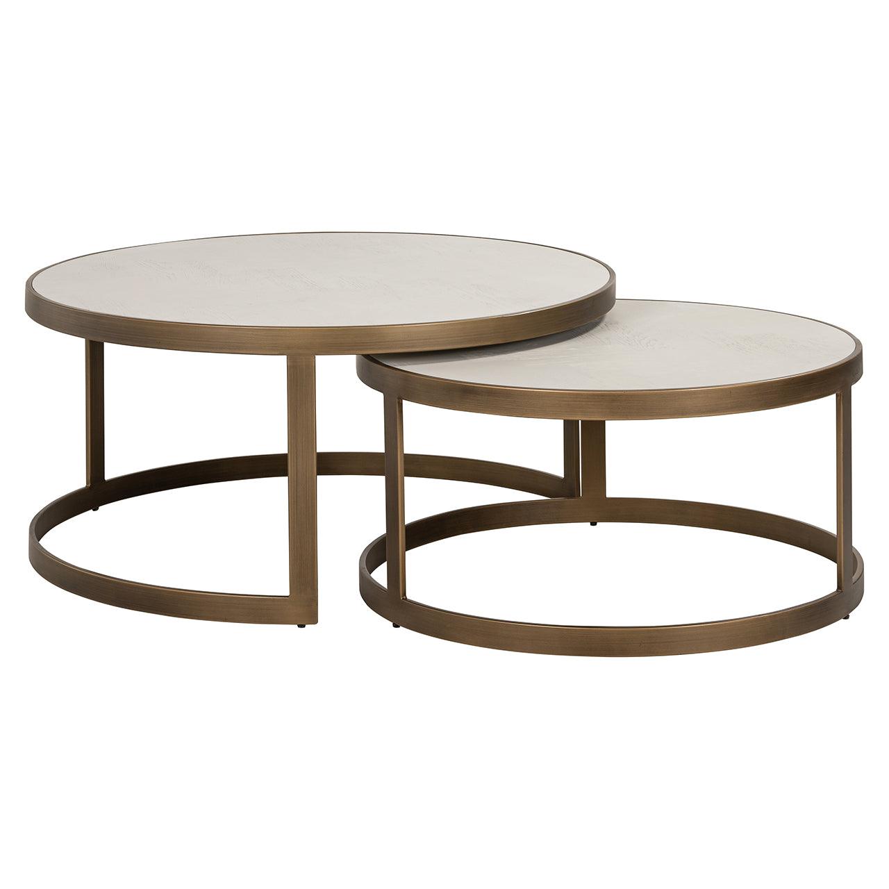 Whitebone Set of 2 Coffee Tables with Verona Grey Oak Top by Richmond Interiors - Maison Rêves UK