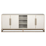 Whitebone Verona Grey 4 Door Sideboard with Brass Base and Open Compartment by Richmond Interiors - Maison Rêves UK