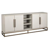 Whitebone Verona Grey 4 Door Sideboard with Brass Base and Open Compartment by Richmond Interiors - Maison Rêves UK