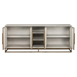 Whitebone Verona Grey 4 Door Sideboard with Brass Base and Open Compartment by Richmond Interiors - Maison Rêves UK