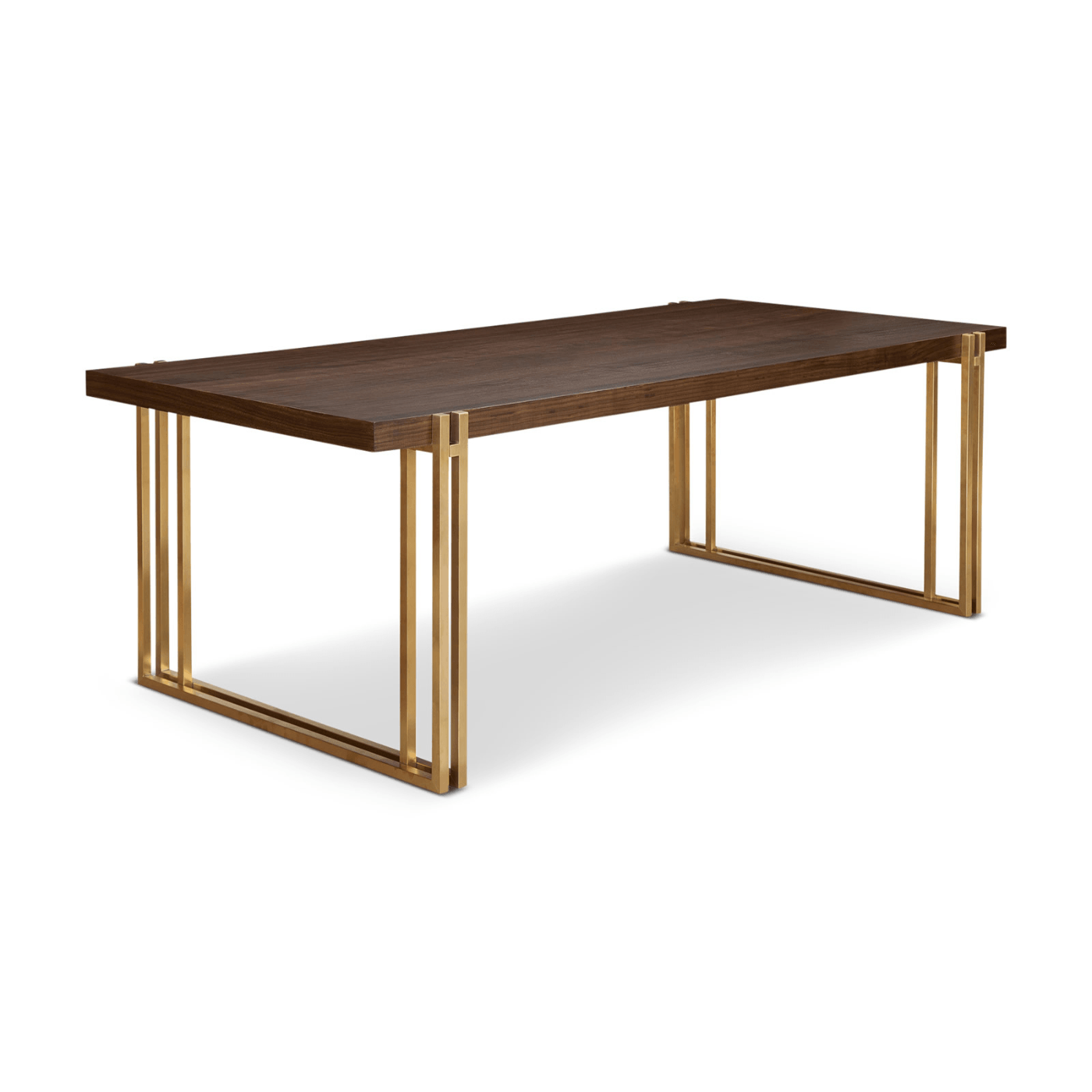 Winchester Walnut Top Dining Table with Gold Brass Base by Berkeley Designs - Maison Rêves UK