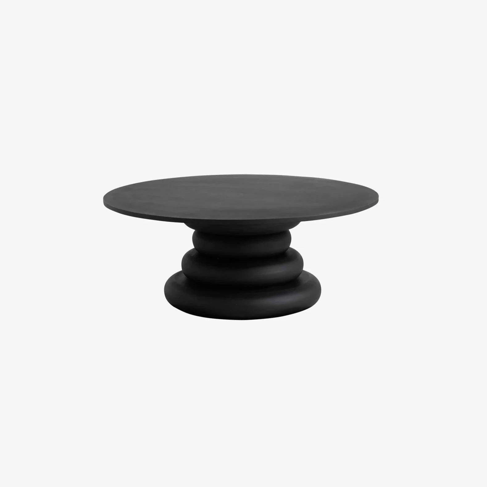 Yalu Wooden Black Circular Coffee Table by Nordal - Maison Rêves UK