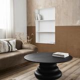 Yalu Wooden Black Circular Coffee Table by Nordal - Maison Rêves UK