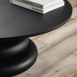 Yalu Wooden Black Circular Coffee Table by Nordal - Maison Rêves UK