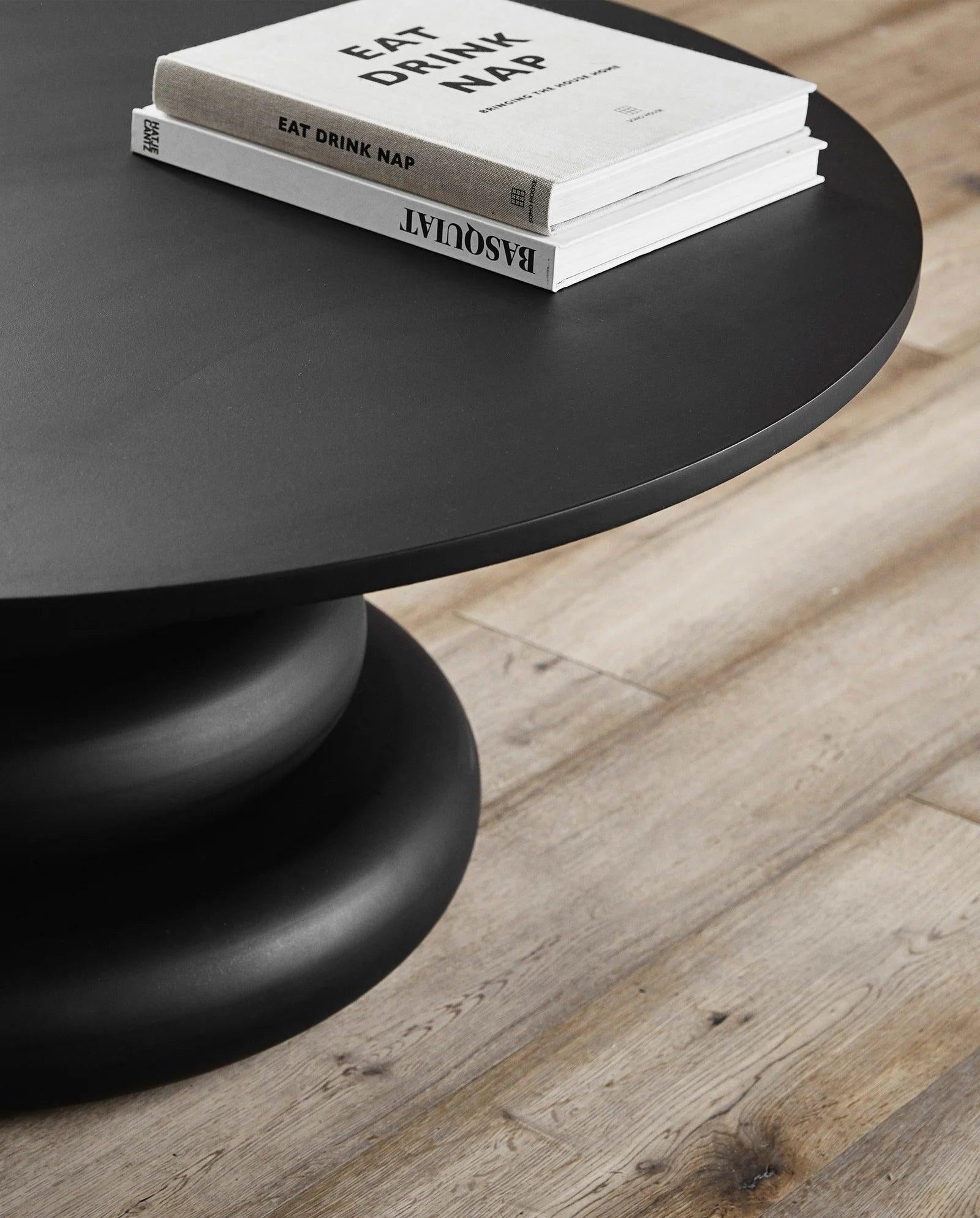 Yalu Wooden Black Circular Coffee Table by Nordal - Maison Rêves UK