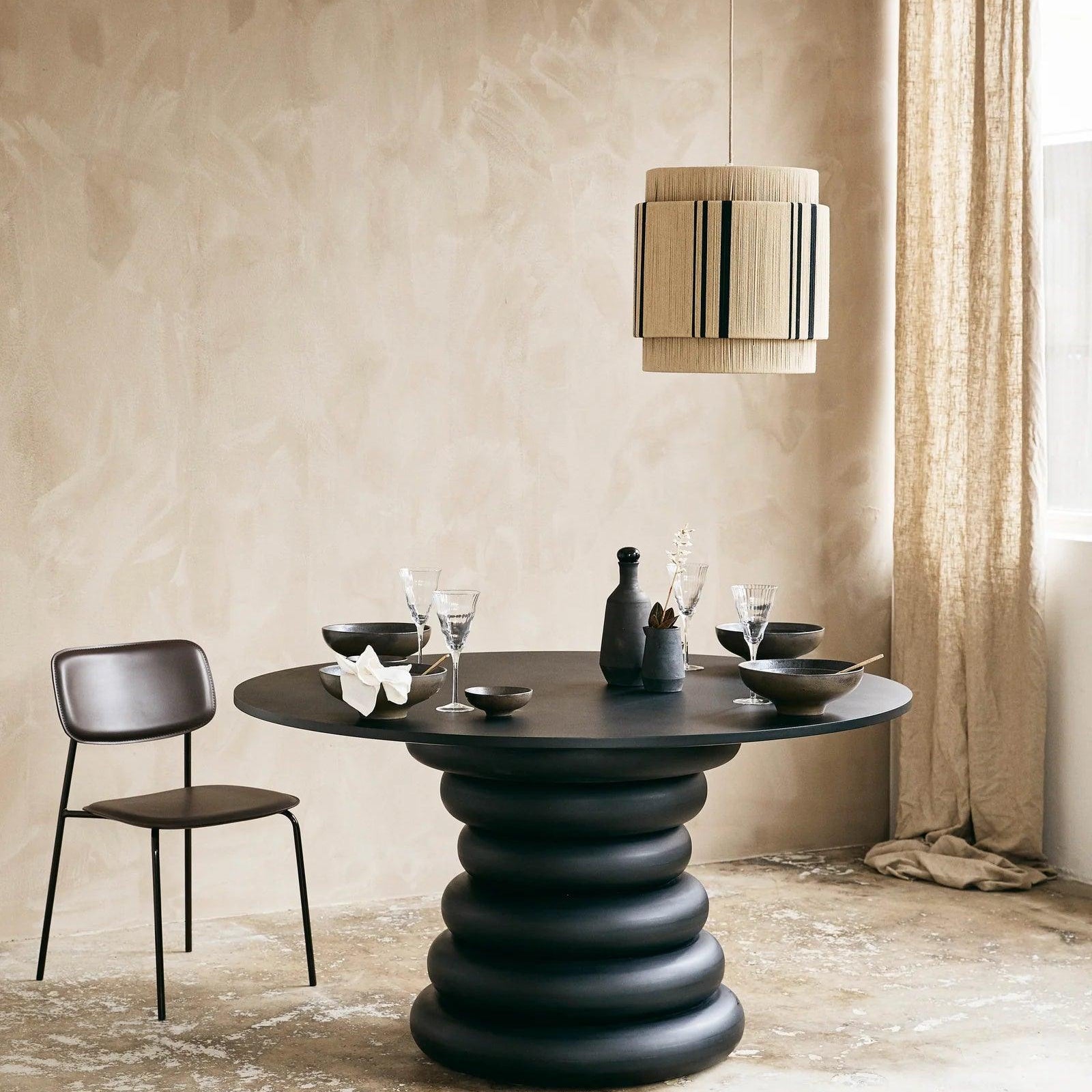 Yalu Wooden Black Circular Dining Table by Nordal - Maison Rêves UK