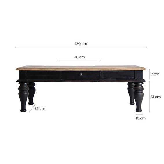 Zenica Recycled Wood Rectangular Coffee Table - Maison Rêves UK