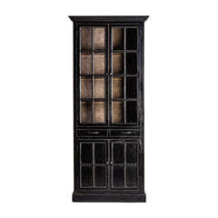 Zenica Tall Elm Wood Glass Cabinet - Maison Rêves UK