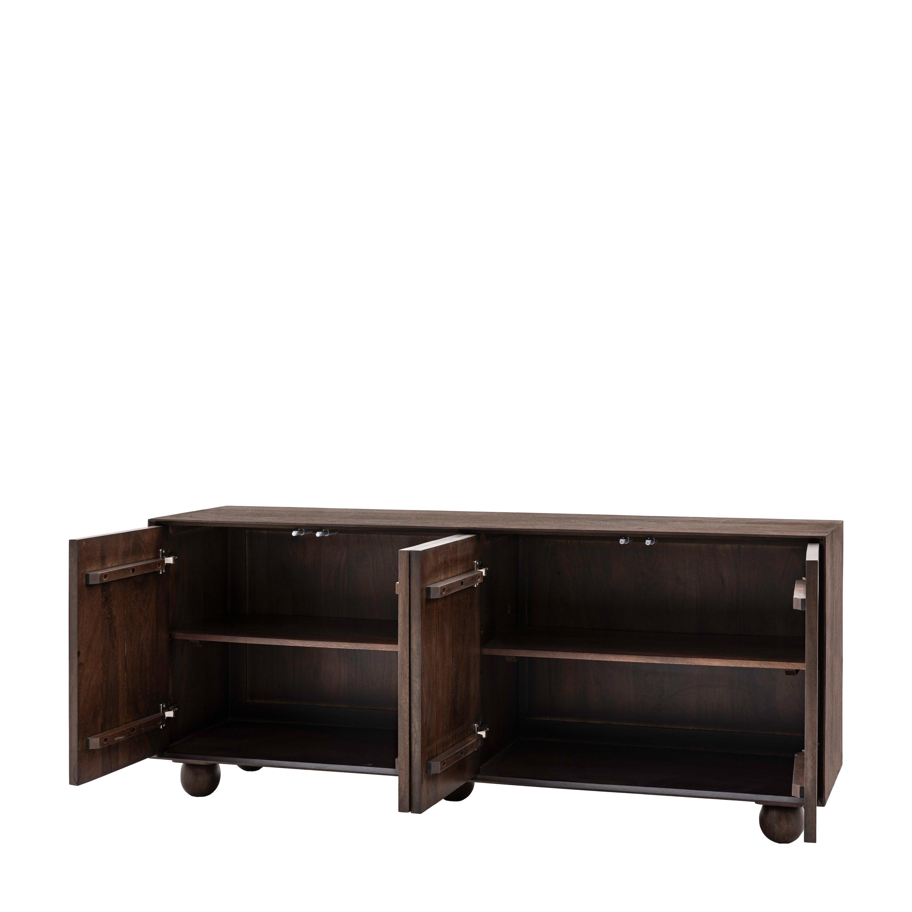 Zenith Walnut 4 Door Sideboard Mango Wood - Maison Rêves UK