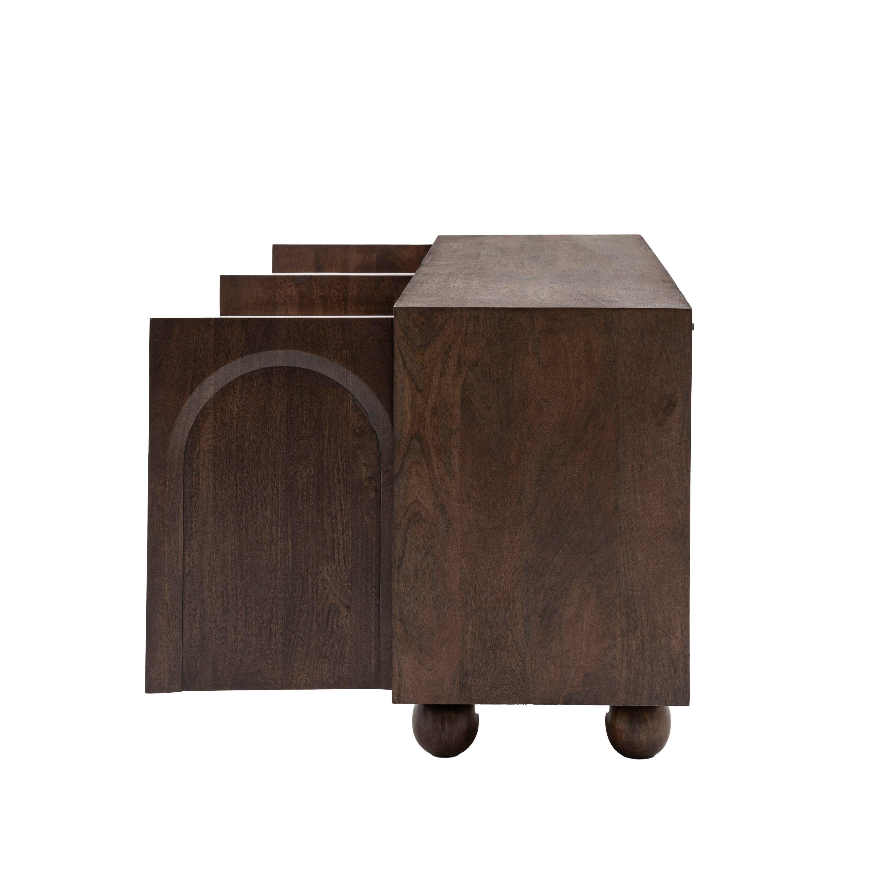 Zenith Walnut 4 Door Sideboard Mango Wood - Maison Rêves UK