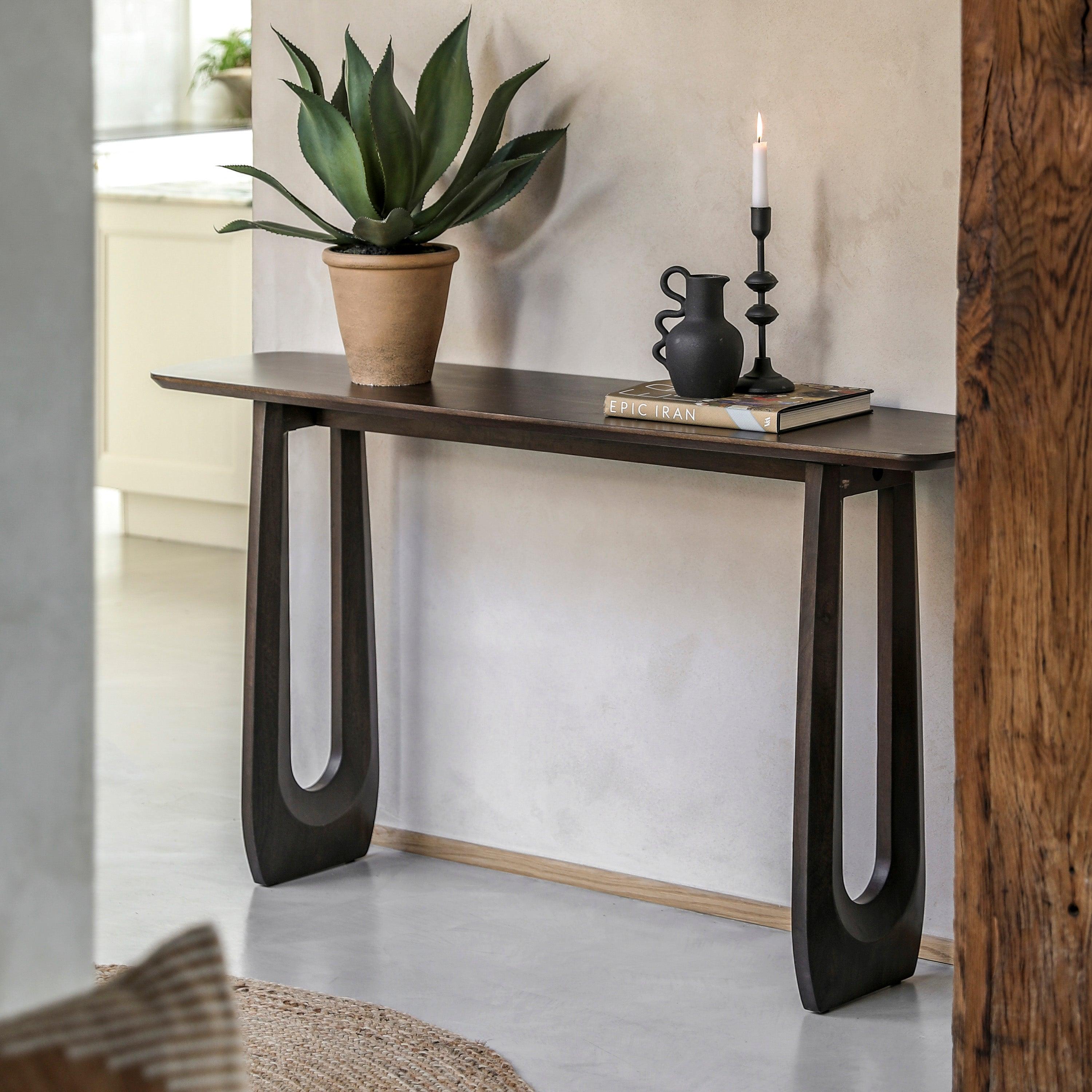 Zenith Walnut Console Table Mango Wood - Maison Rêves UK