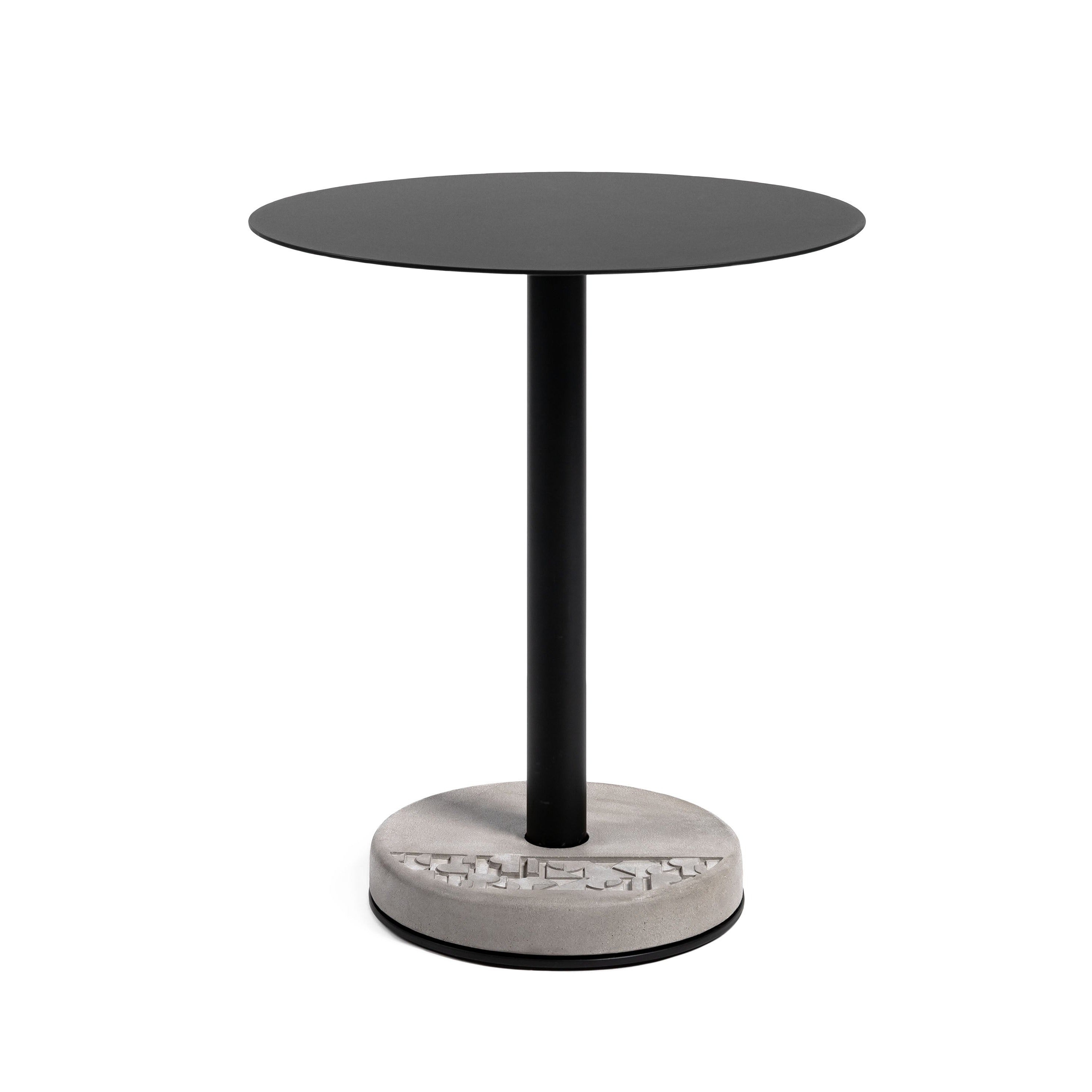Donut Concrete Base Bistro Table with Black Metal Top by Lyon Beton