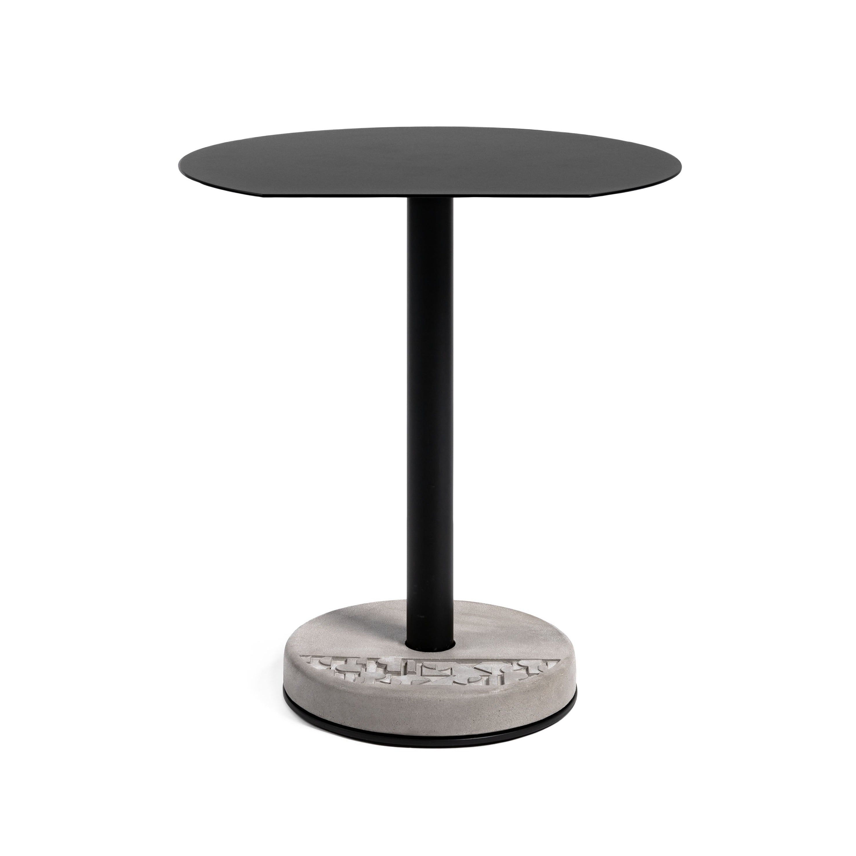 Donut Concrete Base Bistro Table with Black Metal Top by Lyon Beton
