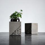 Curb Concrete Accent Table with Blown Glass Bowl by Lyon Beton