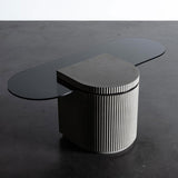 Strut Coffee Table with Concrete Base and Tempered Glass Top by Lyon Beton