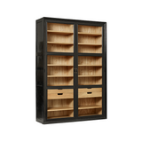 Viva Mahogany Wood Cabinet with 2 Glass Doors in Black by Nordal