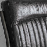 Capriccio Leather Dining Chair Antique Ebony with Black Legs