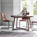 Calvera Retreat Round Wooden Dining Table in Brown - Maison Rêves UK