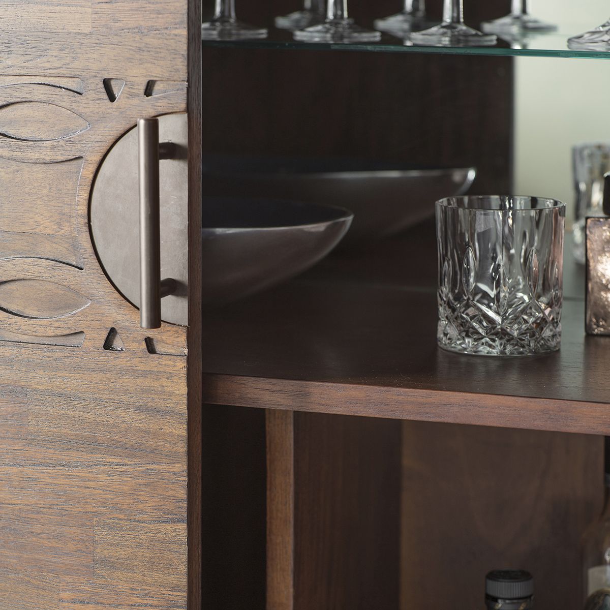Calvera Retreat Wooden Cocktail Cabinet in Brown - Maison Rêves UK