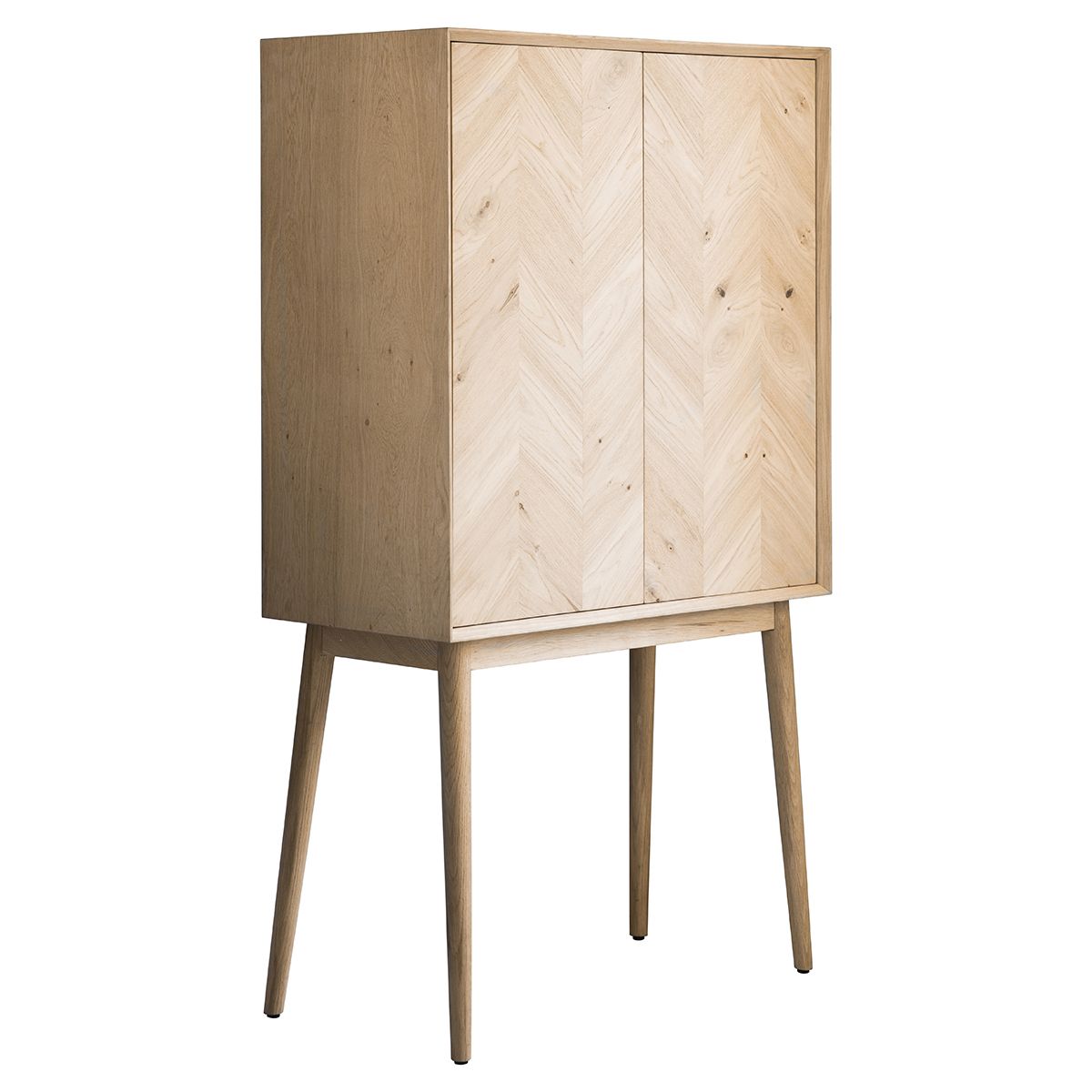 Astley 2 Door Oak Cocktail Cabinet with Glass Shelving - Maison Rêves UK