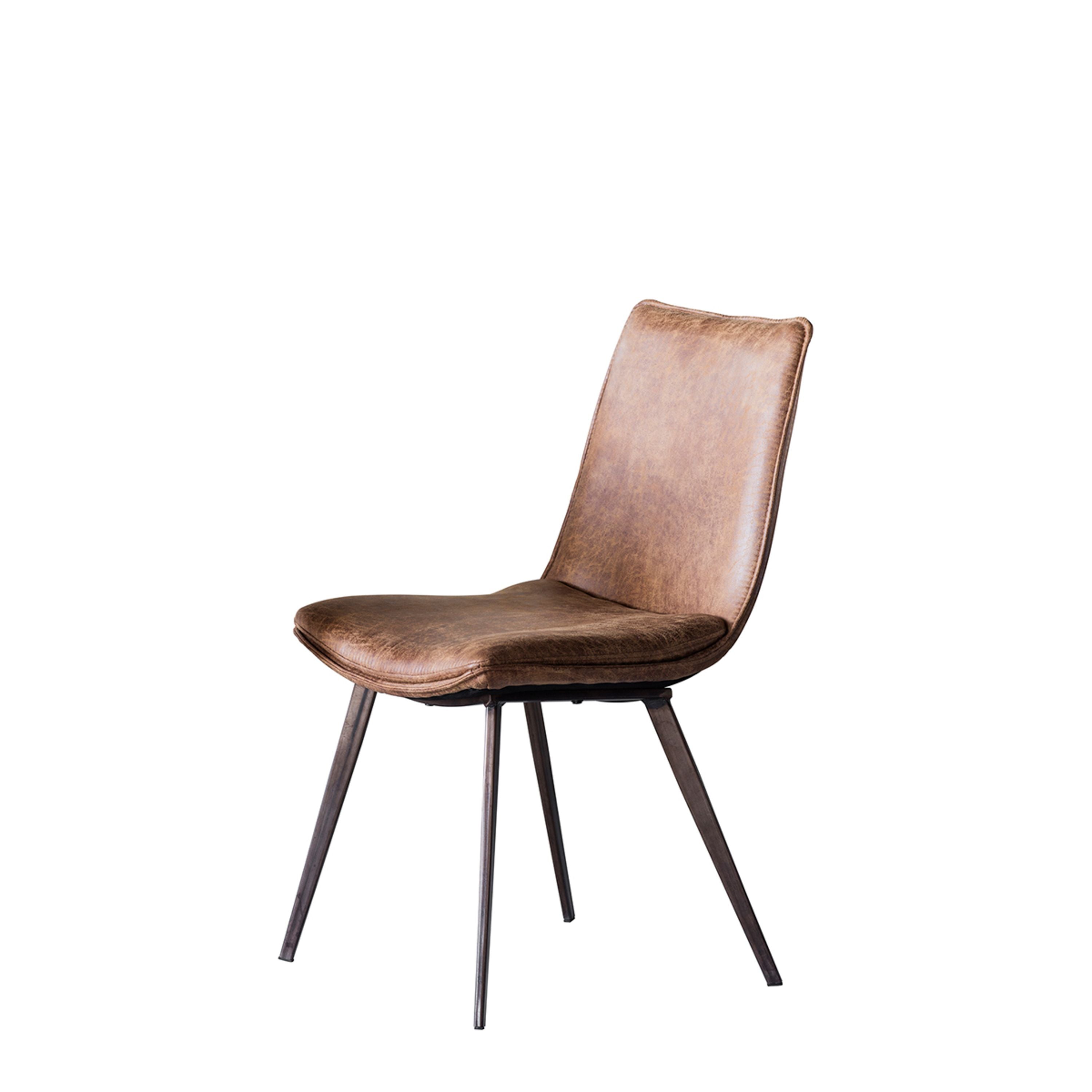 Moorwick Dining Chair Brown with Bronze Finish Metal Legs (2pk) - Maison Rêves UK