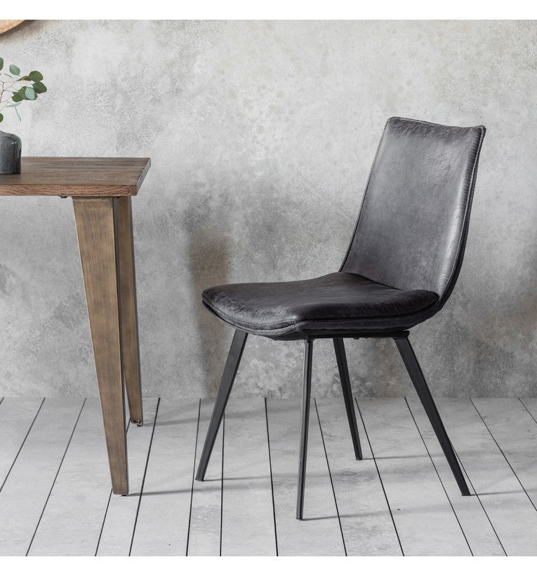 Moorwick Dining Chair Grey with Black Finish Metal Legs (2pk) - Maison Rêves UK