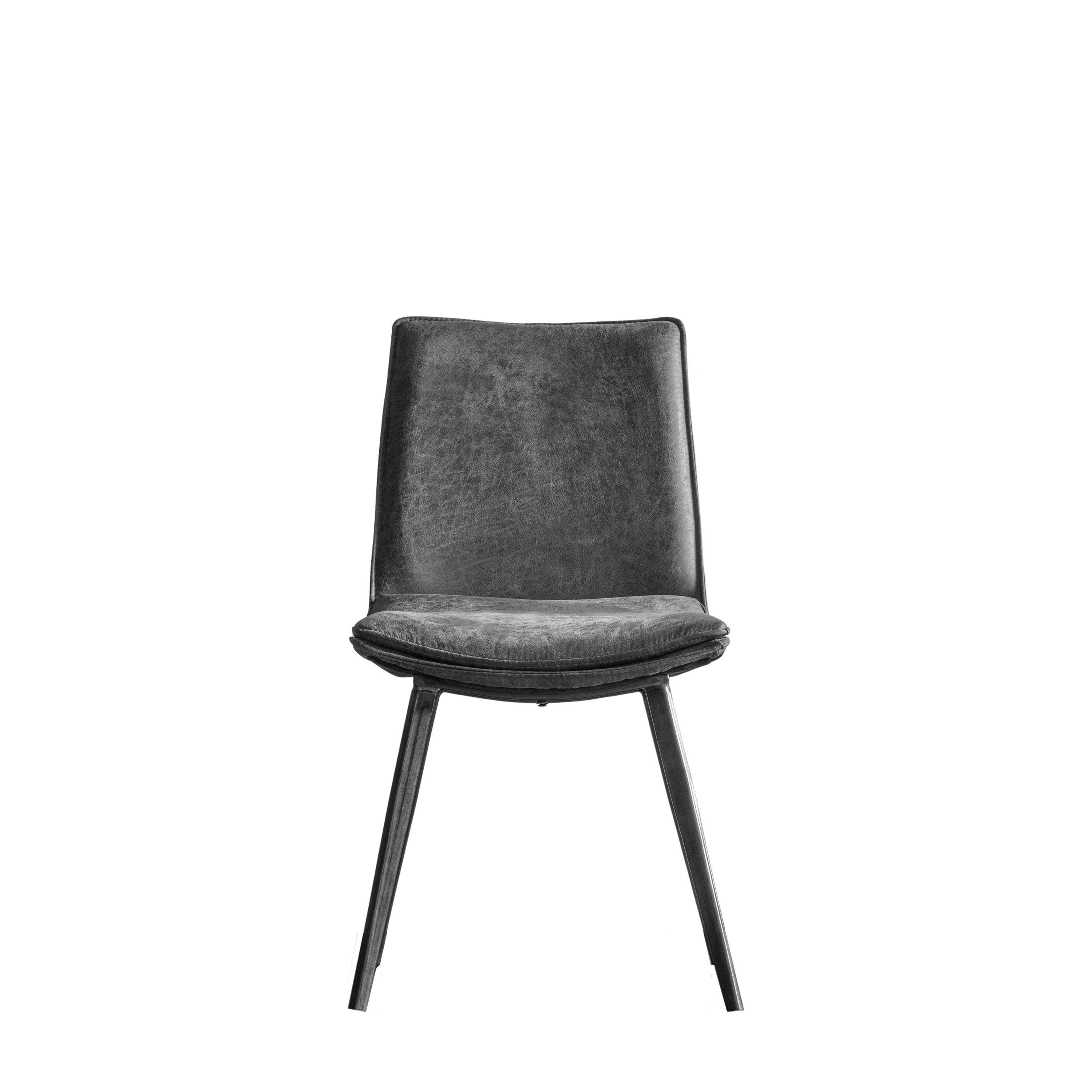 Moorwick Dining Chair Grey with Black Finish Metal Legs (2pk) - Maison Rêves UK