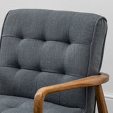 Havenstone Armchair Dark Grey Linen and Solid Oak Frame - Maison Rêves UK