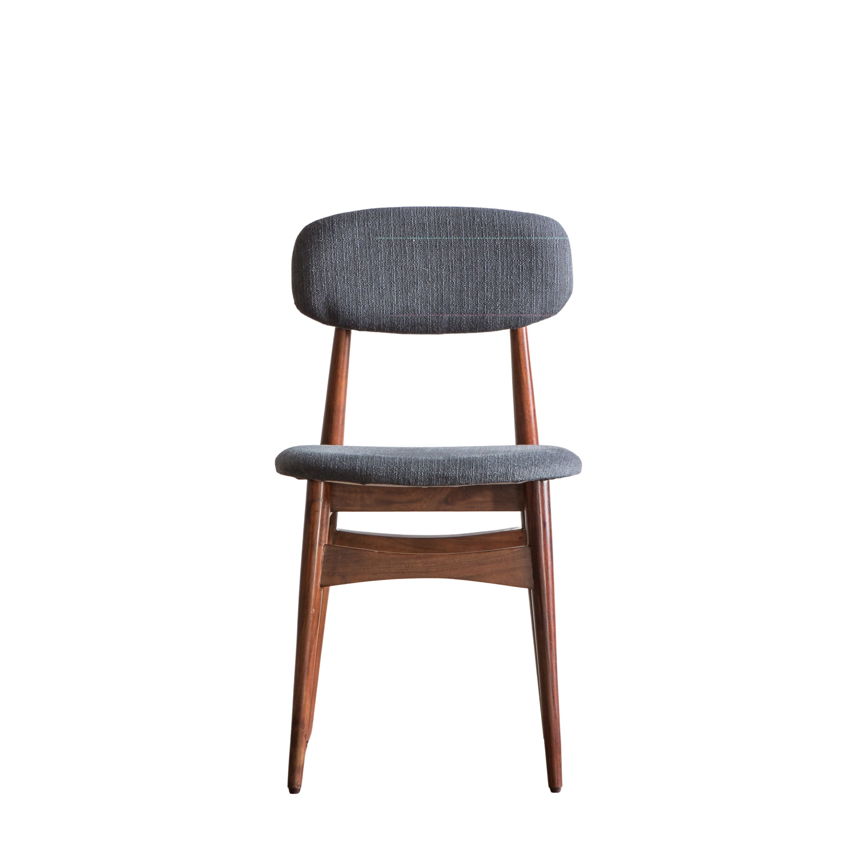 Bellavia Grey Fabric Dining Chair with Walnut Wood Frame (Pair) - Maison Rêves UK
