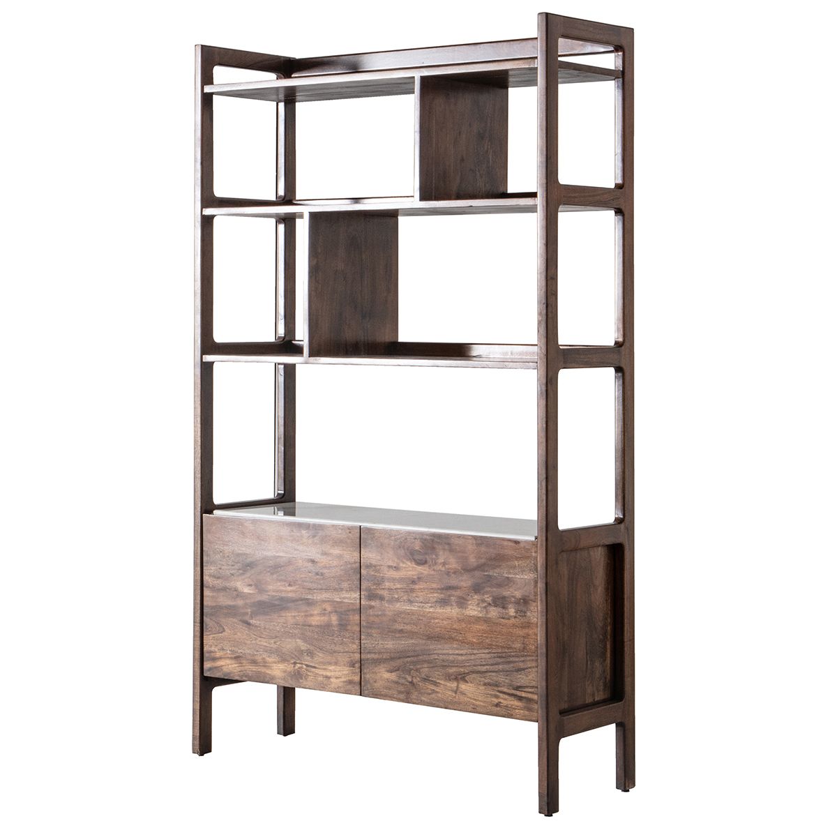 Bellavia Acacia Wood Display Unit with Marble Top - Maison Rêves UK