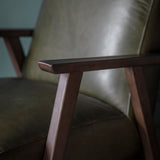 Serenara Armchair Heritage Green Leather with Wooden Frame