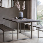 Marvena Wooden Dining Table Grey with Silver Powder Coated Iron Legs - Maison Rêves UK