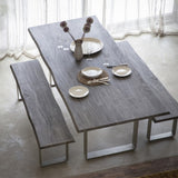 Marvena Wooden Dining Table Grey with Silver Powder Coated Iron Legs - Maison Rêves UK