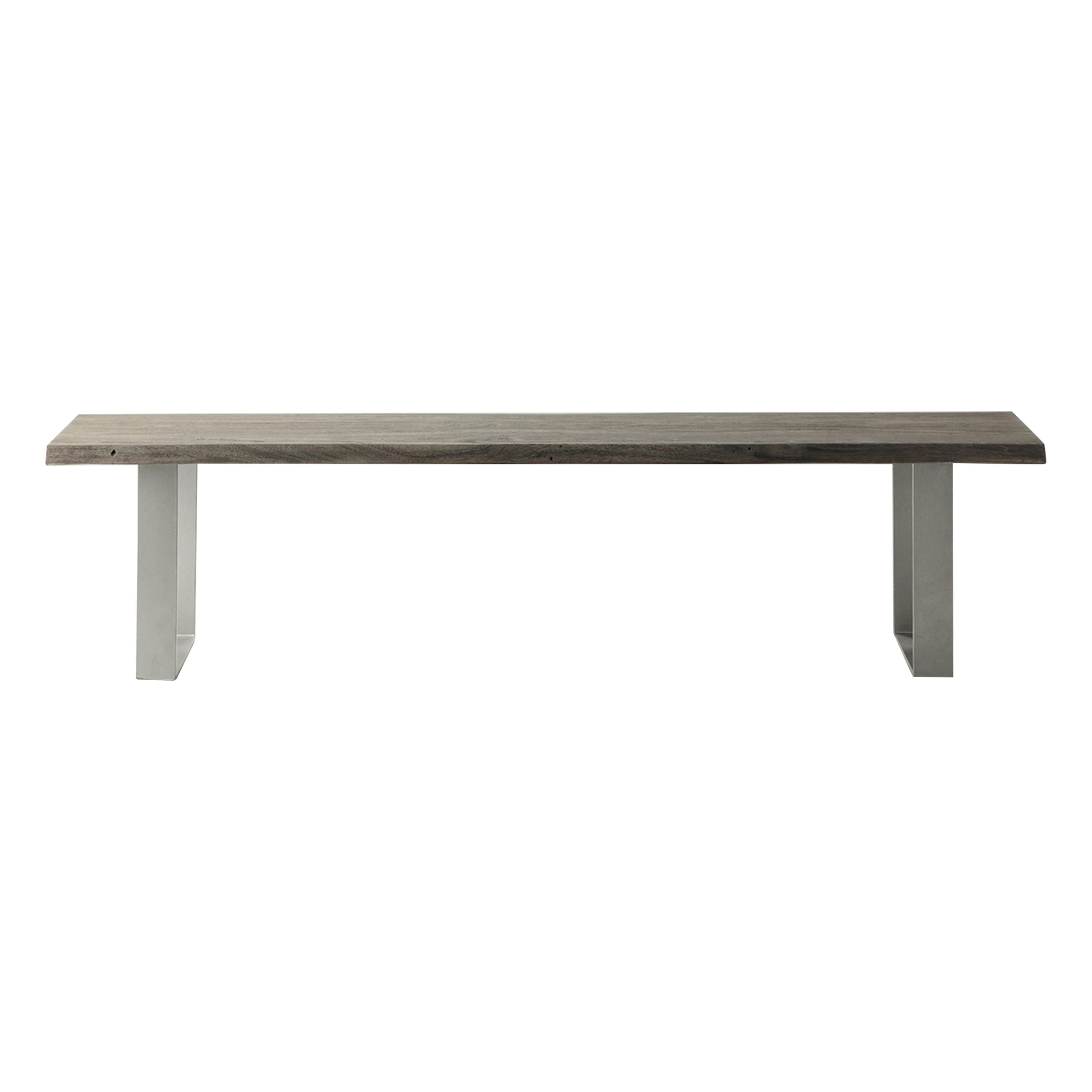 Marvena Wooden Dining Bench Grey with Iron Legs - Maison Rêves UK