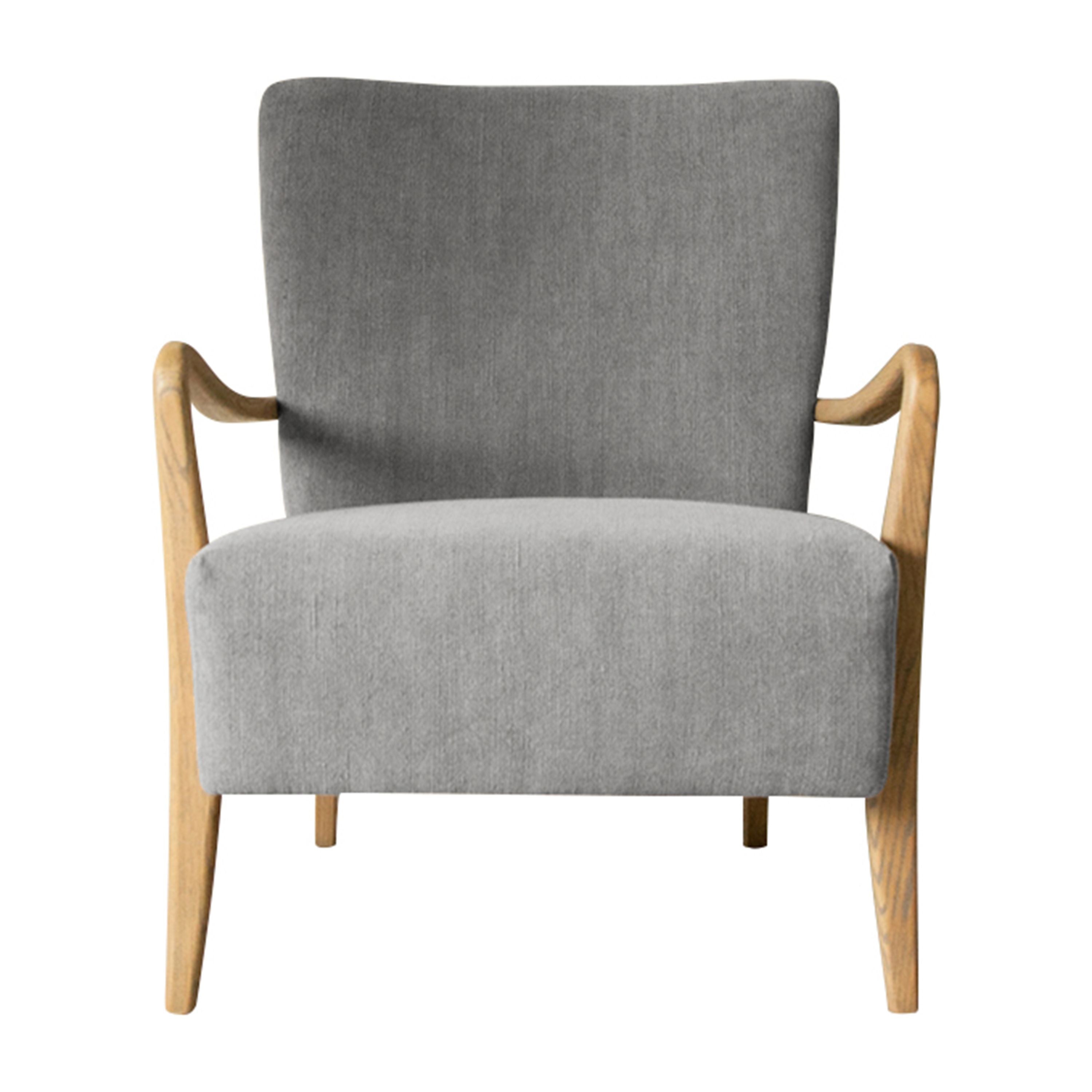 Edelmar Solid Oak Armchair in Charcoal Linen - Maison Rêves UK