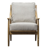 Balistone Armchair Natural Linen with Wooden Frame - Maison Rêves UK