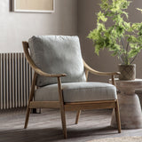 Balistone Armchair Natural Linen with Wooden Frame - Maison Rêves UK