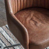 Farolina Swivel Chair Vintage Brown Leather - Maison Rêves UK