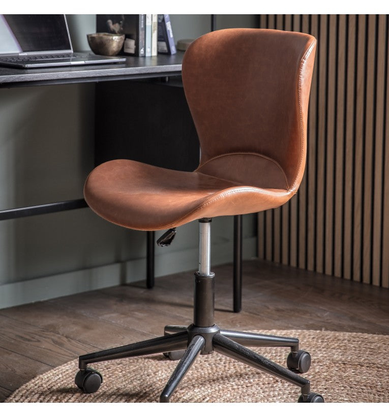 Bramley Faux Leather Swivel Chair Brown - Maison Rêves UK