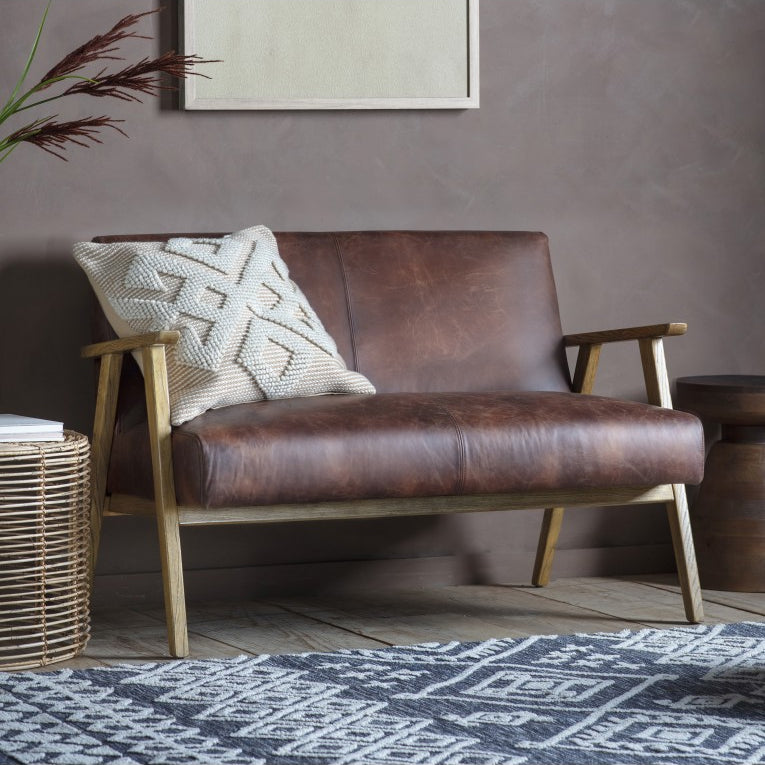 Serenara 2 Seater Sofa Vintage Brown Leather - Maison Rêves UK