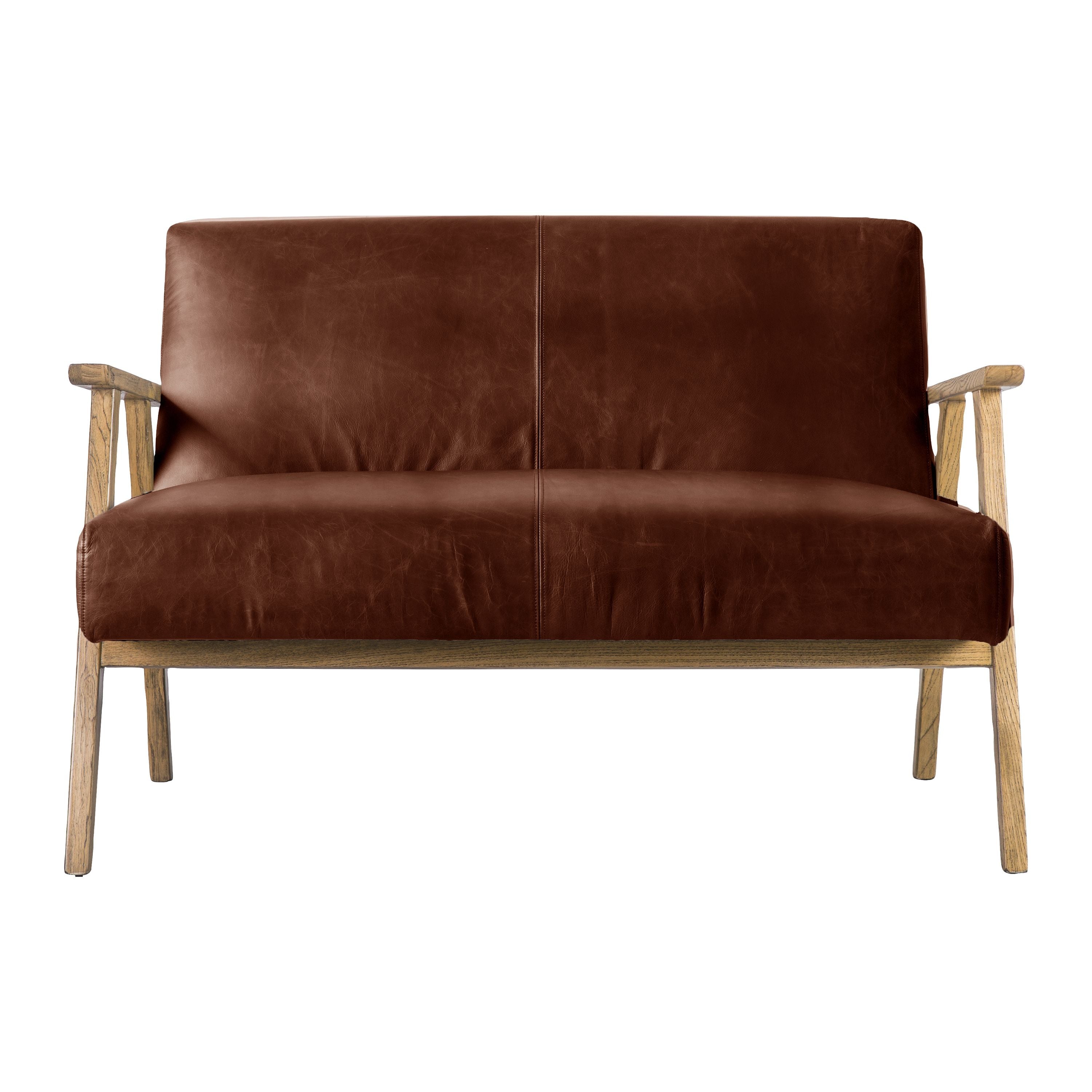 Serenara 2 Seater Sofa Vintage Brown Leather - Maison Rêves UK