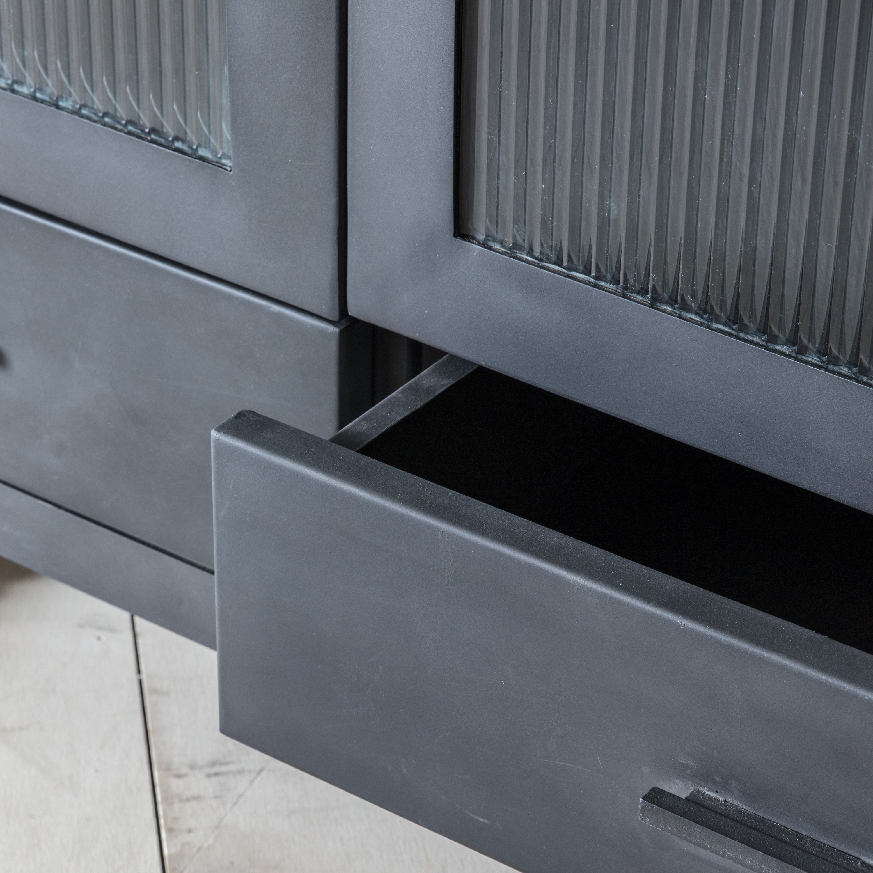 Dumbarton Matt Grey Iron 1 Drawer 1 Door Display Unit - Maison Rêves UK