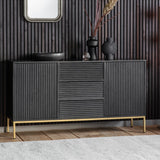 Regalia Mango Wood 2 Door 3 Drawer Sideboard with Gold Iron Base - Maison Rêves UK