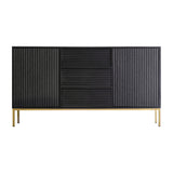 Regalia Mango Wood 2 Door 3 Drawer Sideboard with Gold Iron Base - Maison Rêves UK