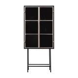 Kilworth Brushed Black Iron Drinks Cabinet with Glass Doors - Maison Rêves UK
